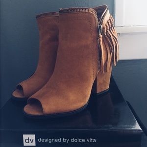 DV Dolce Vita Fringe Open Toe Booties